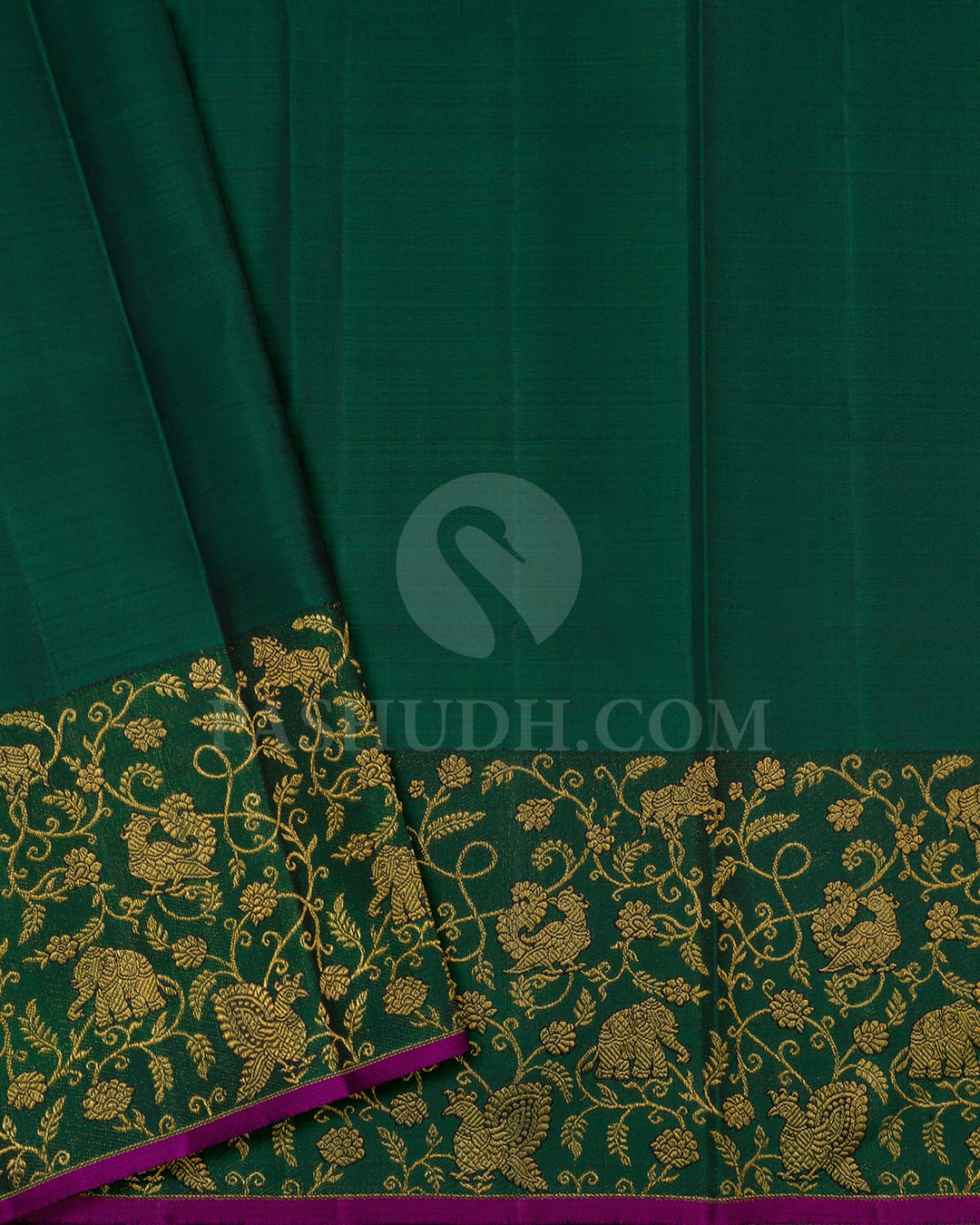 Mango Yellow With Bottle Green Kanjivaram Silk Saree-S1631(C)