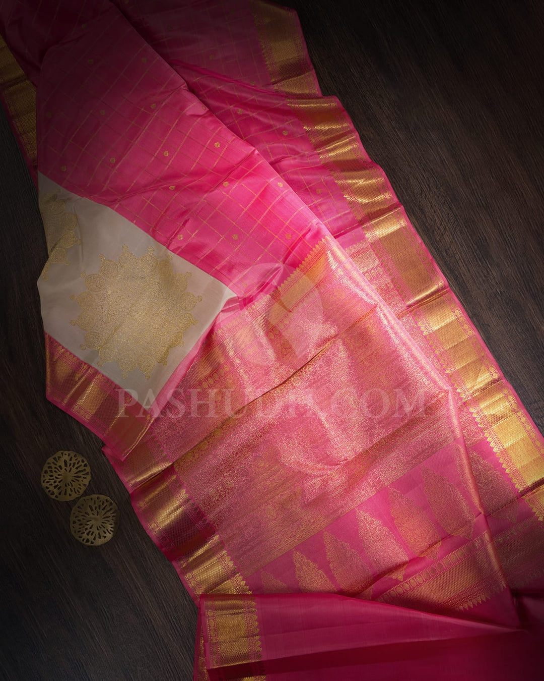 Fuchsia Pink With Grey Kanjivaram Silk Saree-S1703(A)