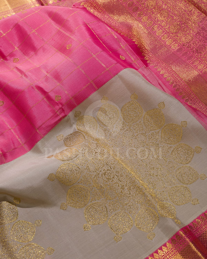 Fuchsia Pink With Grey Kanjivaram Silk Saree-S1703(A)