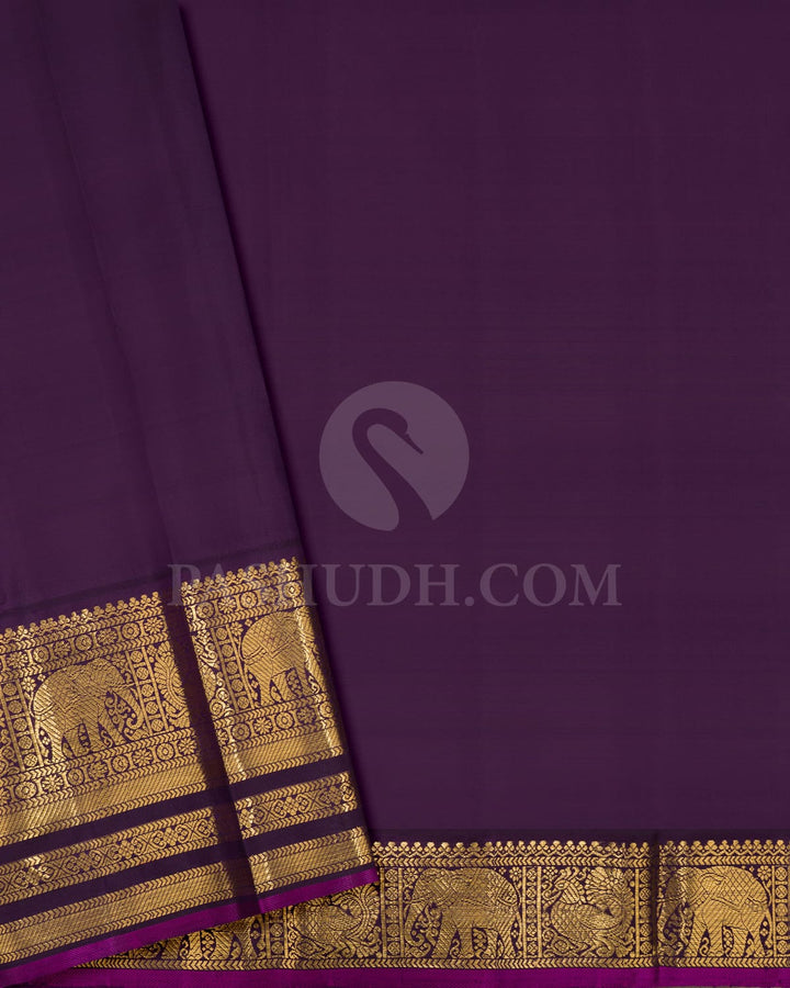 Orange With Purple Kanjivaram Silk Saree-S1676(B)