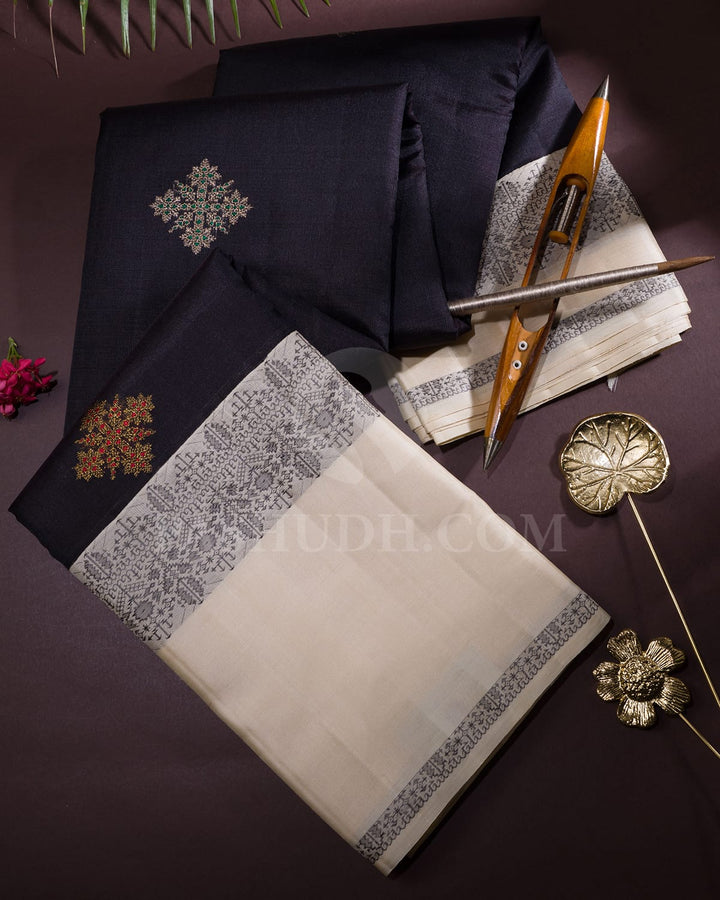 Black Semi Organza Kanjivaram Silk Saree-S1706(A)