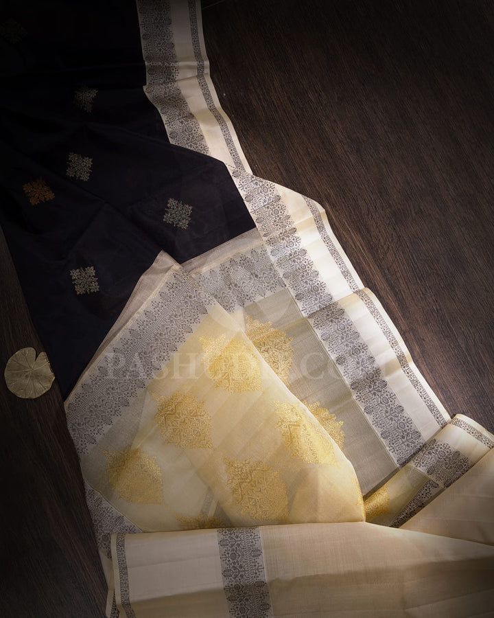 Black Semi Organza Kanjivaram Silk Saree-S1706(A)