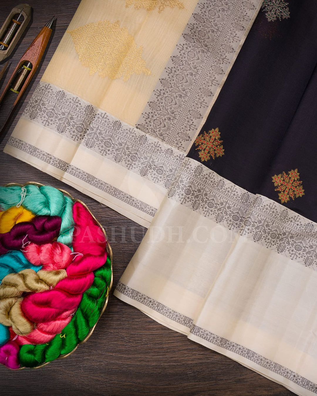 Black Semi Organza Kanjivaram Silk Saree-S1706(A)