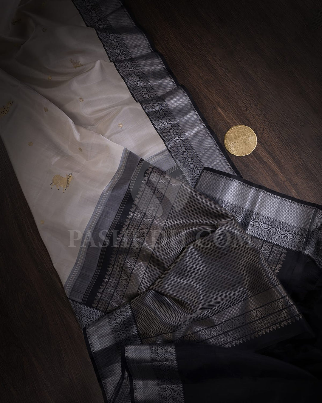 Grey And Black Kanjivaram Silk Saree-S1495(B)