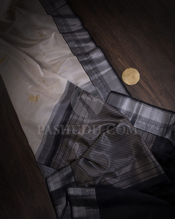 Grey And Black Kanjivaram Silk Saree-S1495(B)