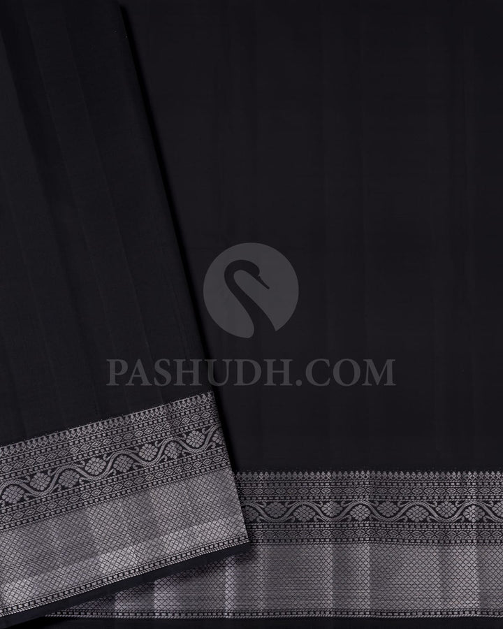 Grey And Black Kanjivaram Silk Saree-S1495(B)