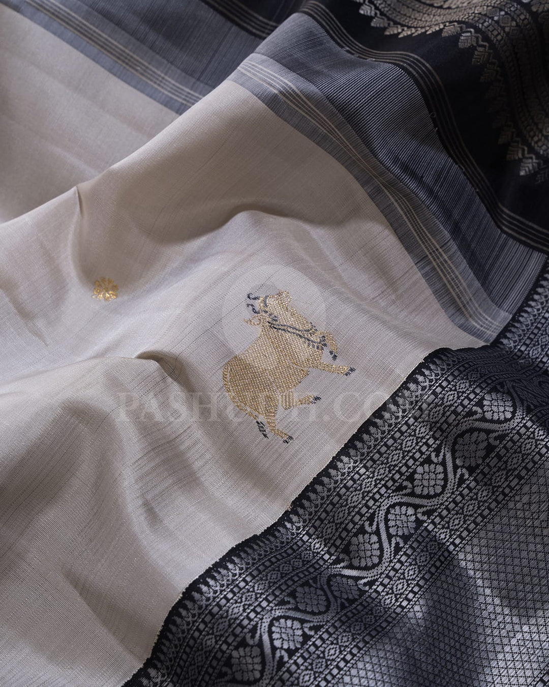 Grey And Black Kanjivaram Silk Saree-S1495(B)