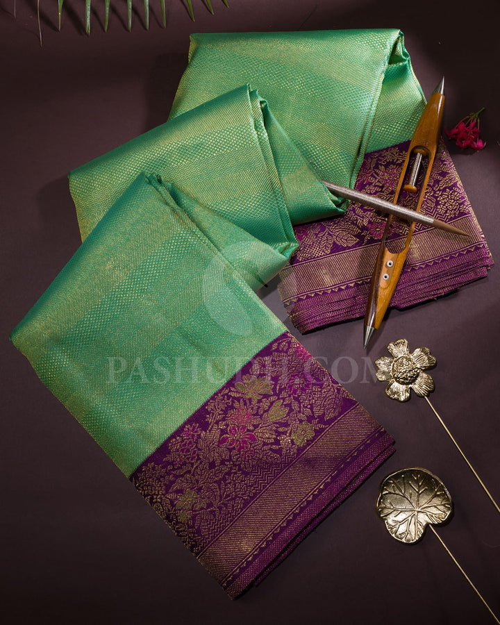 Sea Green With Purple Kanjivaram Silk Saree-S1637(B)