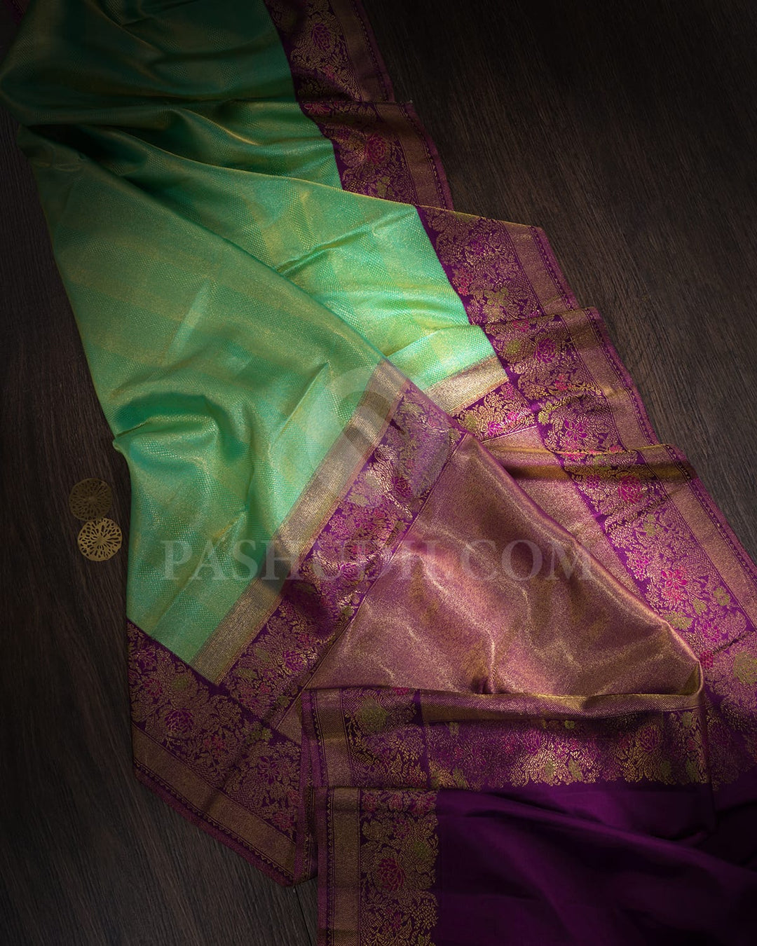 Sea Green With Purple Kanjivaram Silk Saree-S1637(B)