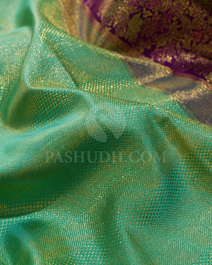 Sea Green With Purple Kanjivaram Silk Saree-S1637(B)