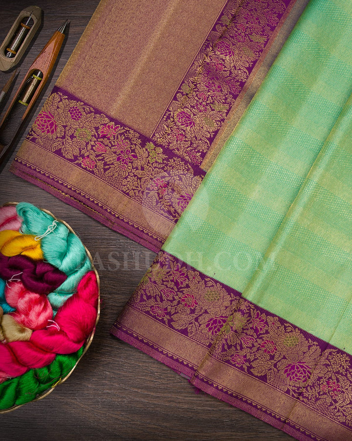 Sea Green With Purple Kanjivaram Silk Saree-S1637(B)
