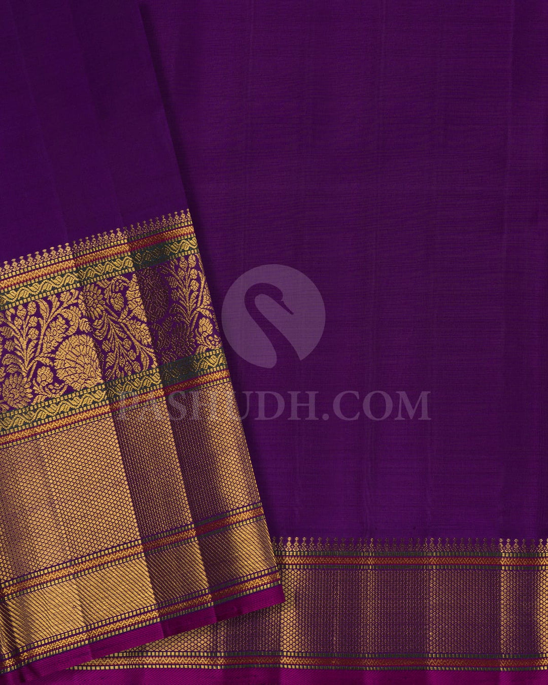 Orange With Royal Violet Kanjivaram Silk Saree-S1697(A)