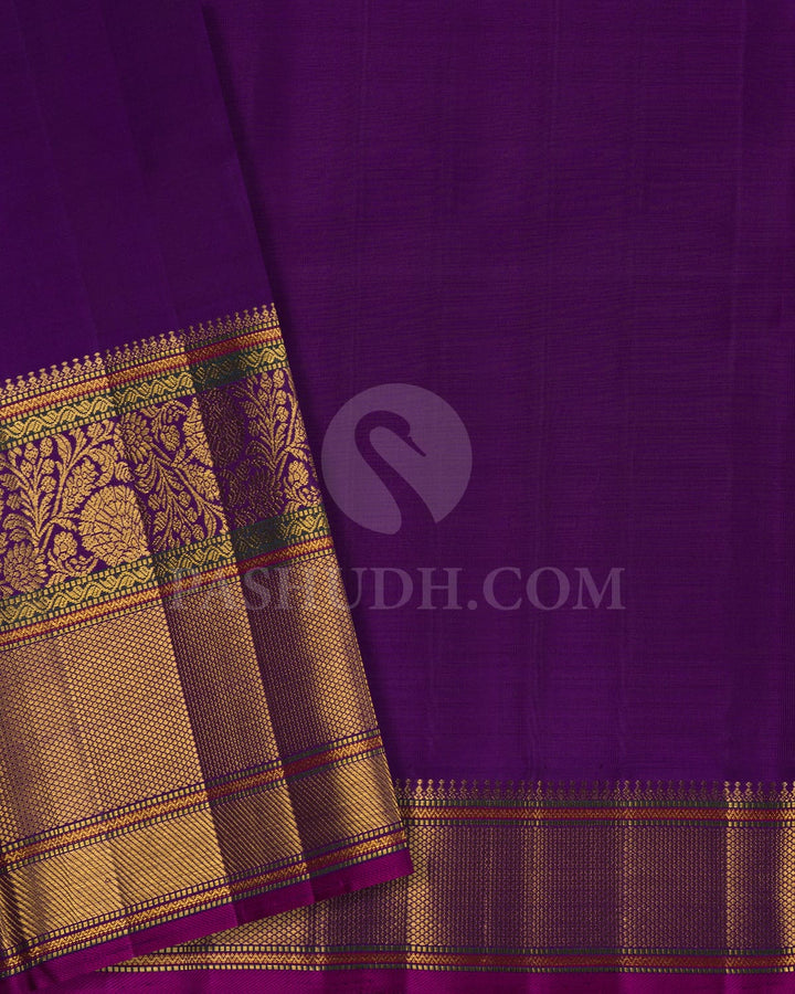 Orange With Royal Violet Kanjivaram Silk Saree-S1697(A)