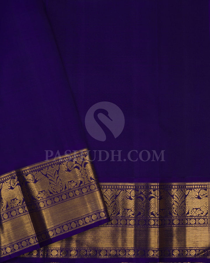 Rose Pink With Dark Blue Kanjivaram Silk Saree-SP395