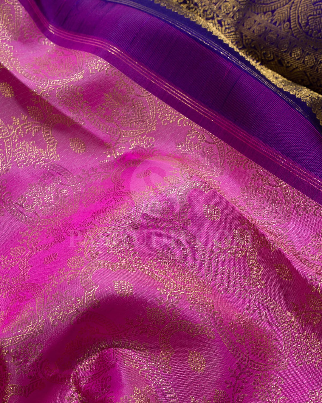 Rose Pink With Dark Blue Kanjivaram Silk Saree-SP395