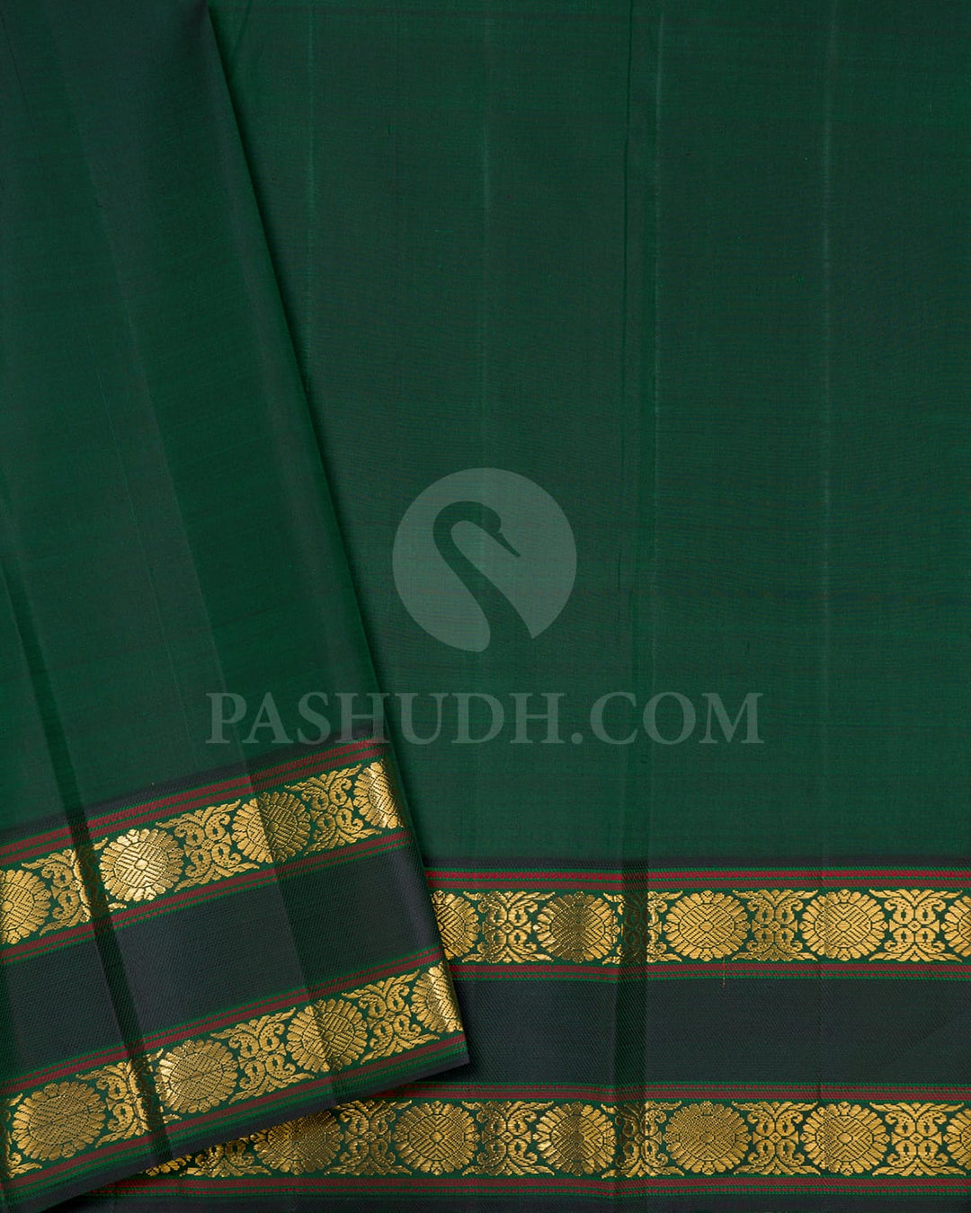 Watermelon Pink With Bottle Green Kanjivaram Silk Saree-S1681(B)