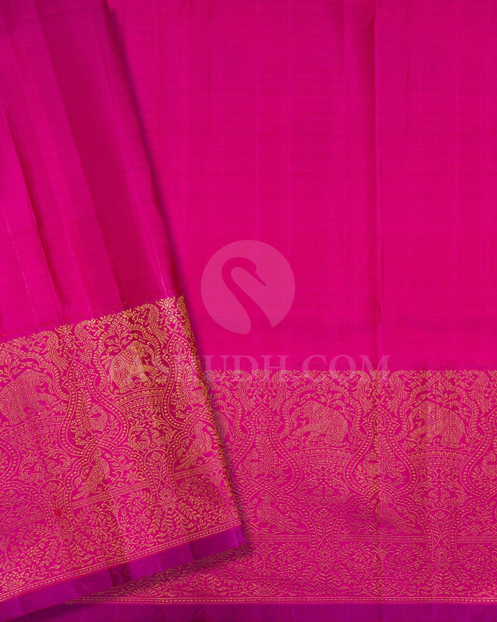Navy Blue And Rani Pink Kanjivaram Silk Saree-S1705(A)