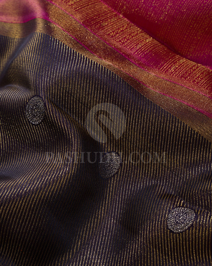 Navy Blue And Rani Pink Kanjivaram Silk Saree-S1705(A)
