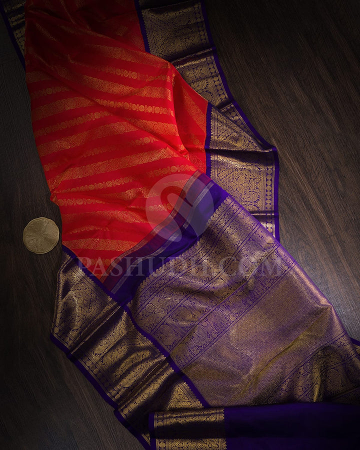 Red And Royal Blue Kanjivaram Silk Saree-SP397
