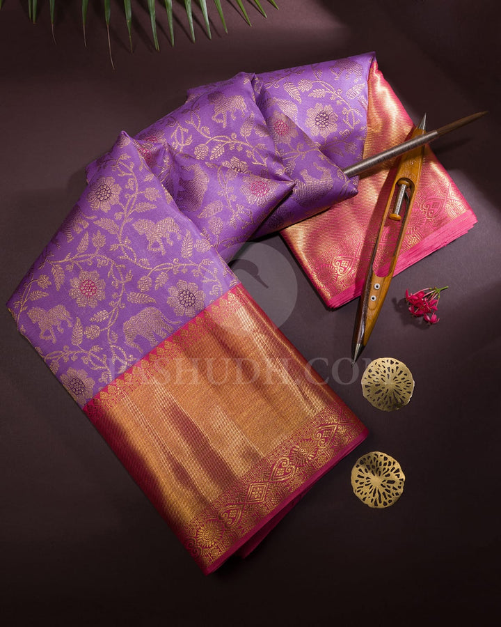 Lavender Bridal Vanasingaram Kanjivaram Silk Saree-S1715(A)