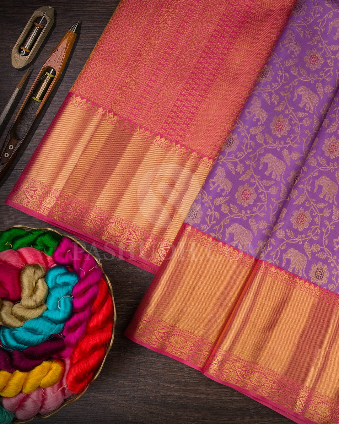Lavender Bridal Vanasingaram Kanjivaram Silk Saree-S1715(A)