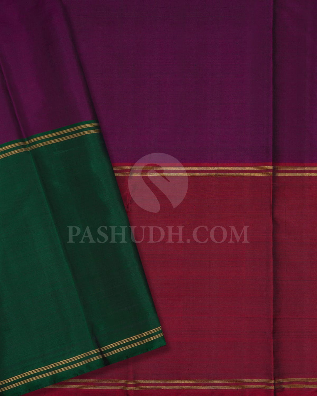 Purple, Dark Green And Maroon Kanjivaram Silk Saree-S1699(A)