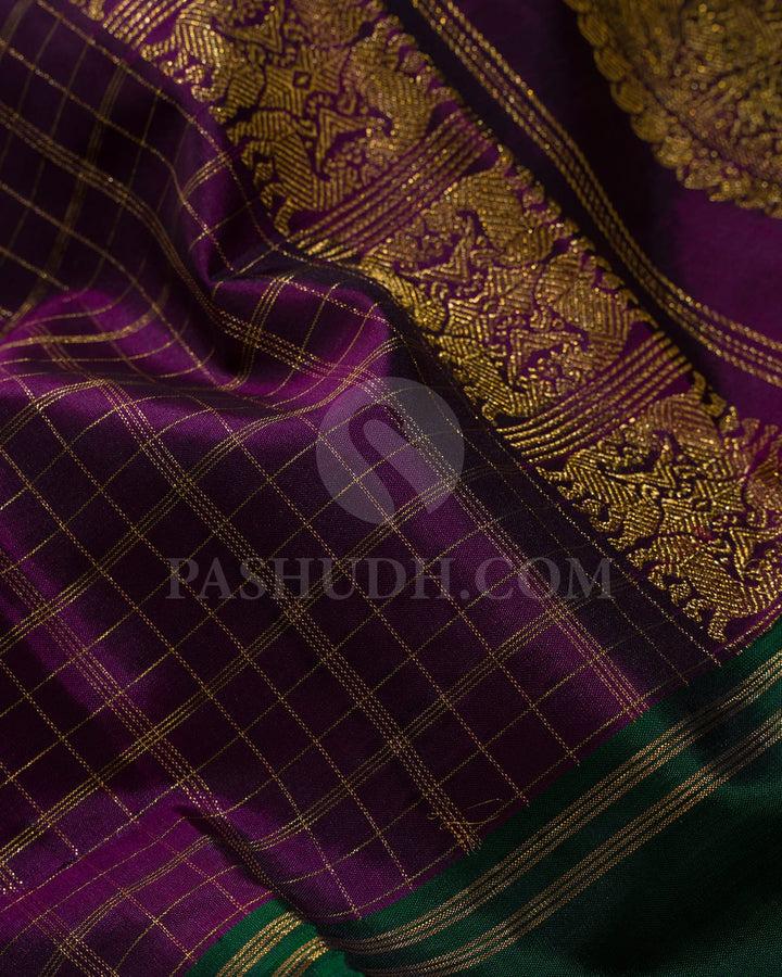 Purple, Dark Green And Maroon Kanjivaram Silk Saree-S1699(A)