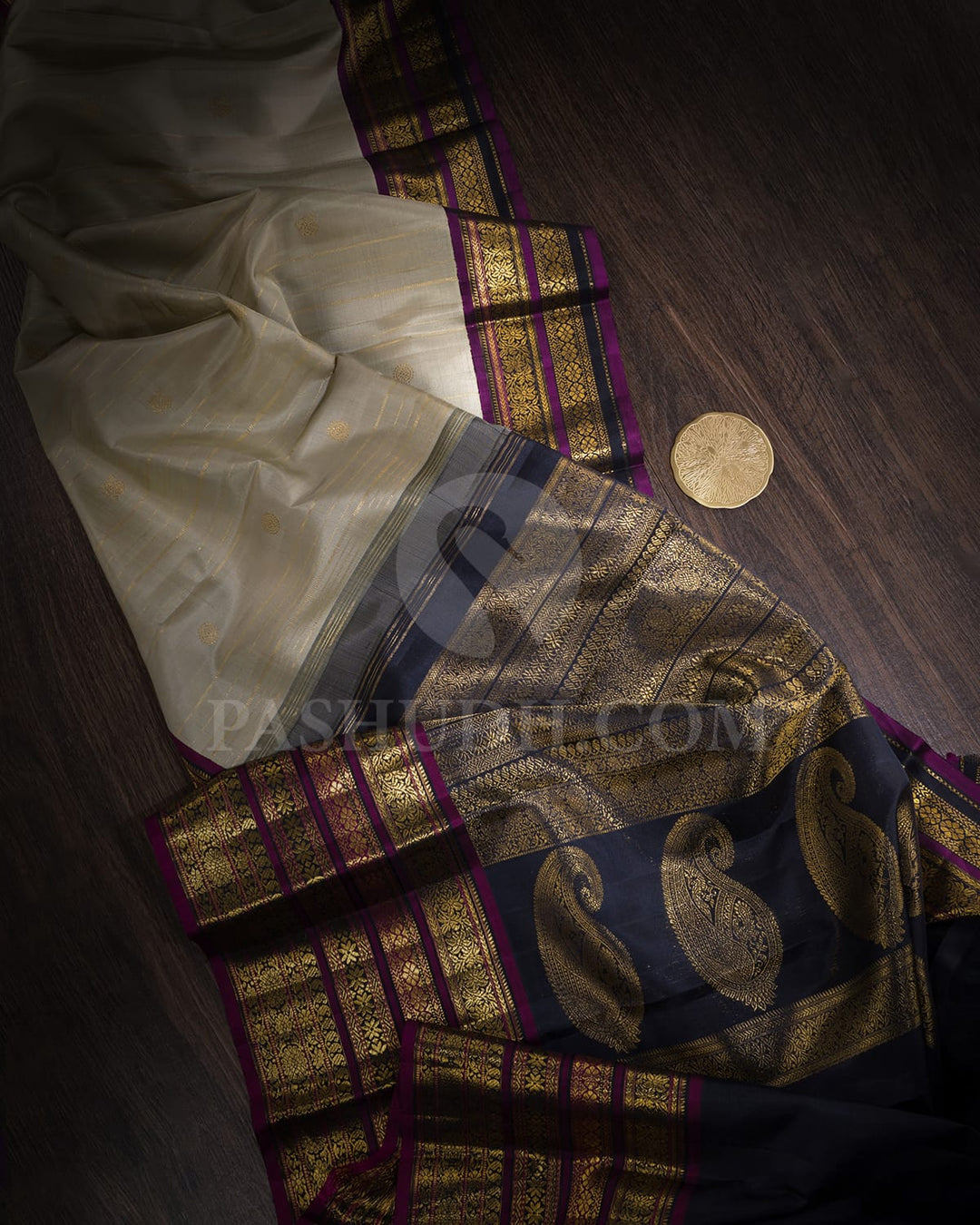 Grey With Violet Kanjivaram Silk Saree-S1712(A)