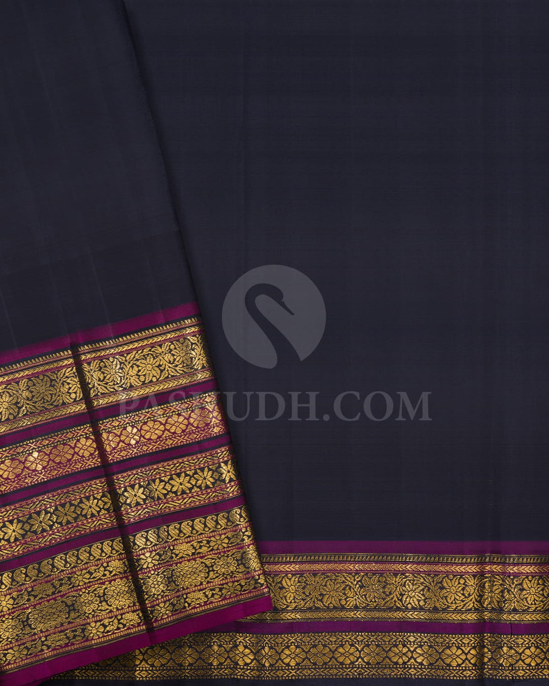 Grey With Violet Kanjivaram Silk Saree-S1712(A)