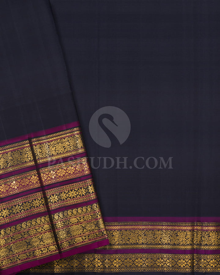 Grey With Violet Kanjivaram Silk Saree-S1712(A)
