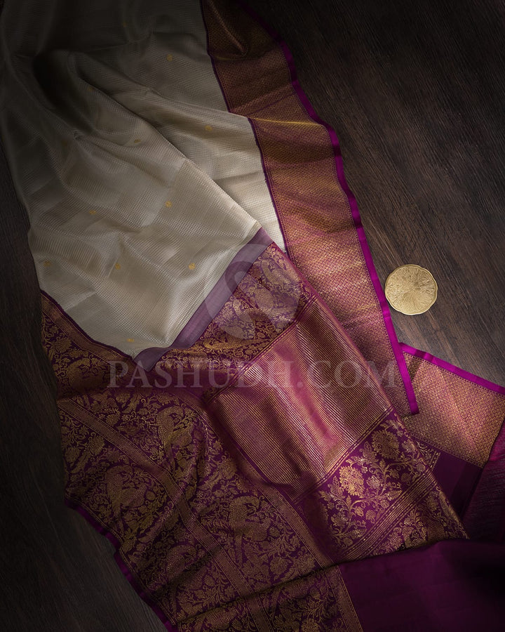 Grey With Purple Kanjivaram Silk Saree-S1653(B)