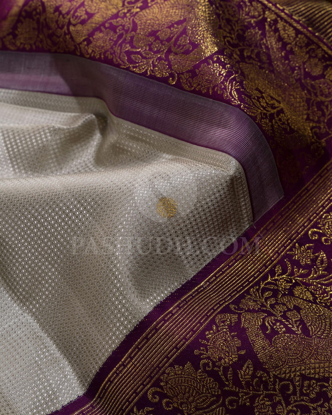 Grey With Purple Kanjivaram Silk Saree-S1653(B)