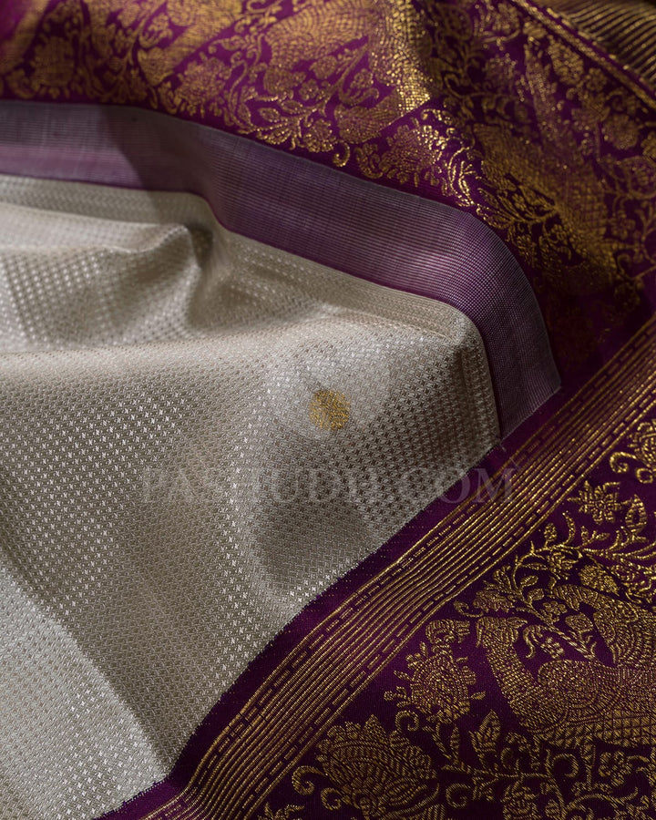 Grey With Purple Kanjivaram Silk Saree-S1653(B)
