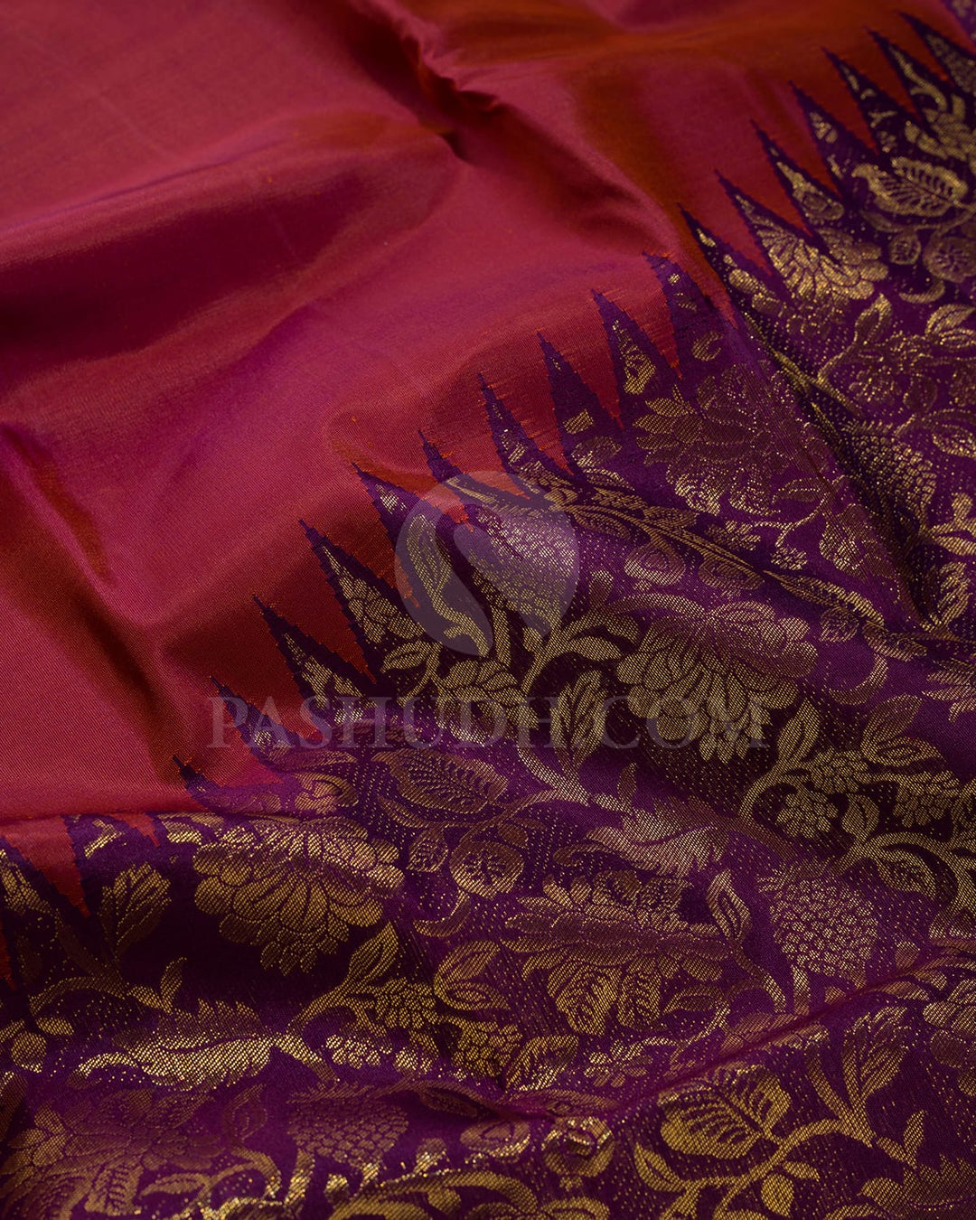 Brown With Purple Kanjivaram Silk Saree-S1063(E)