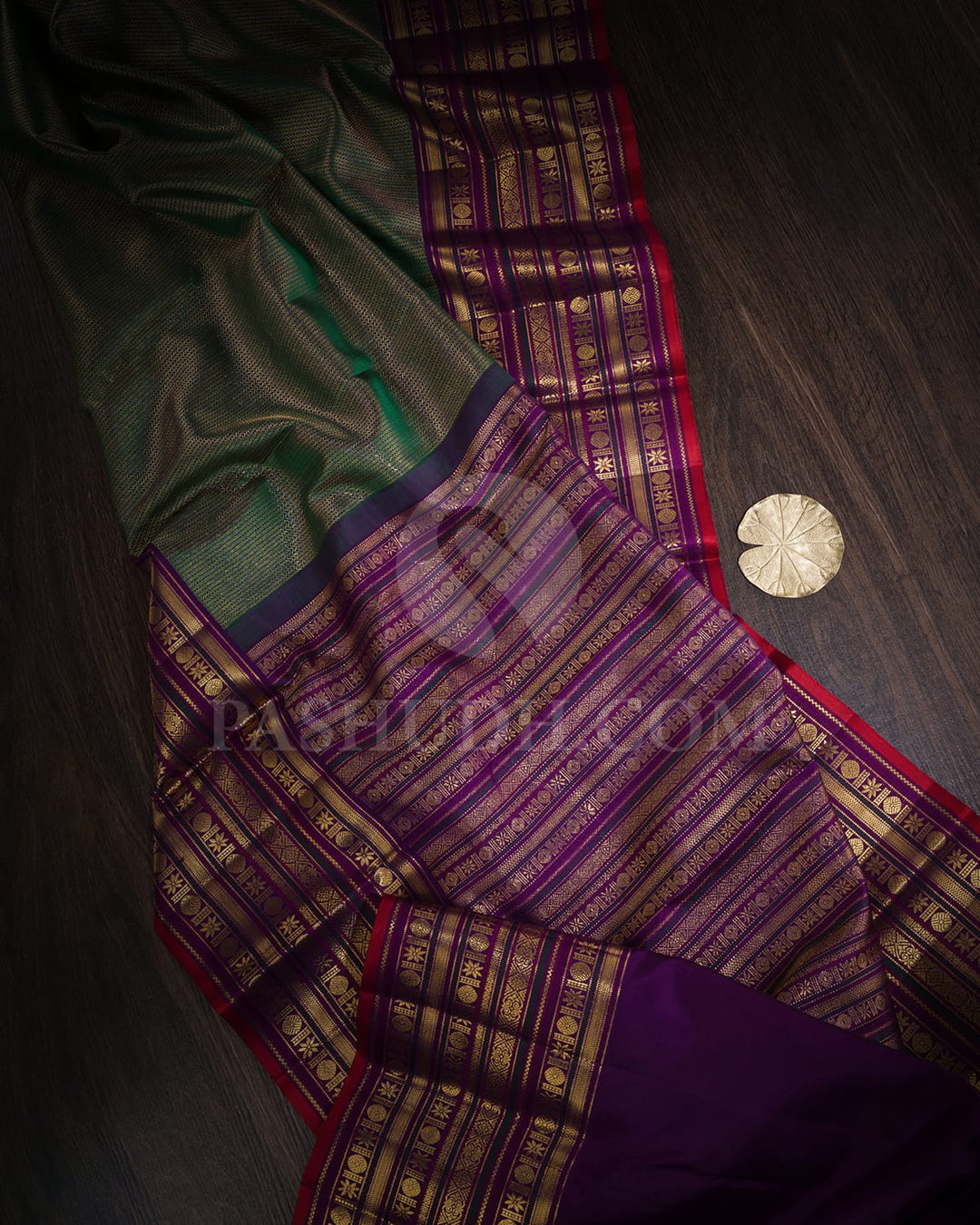 Dark Green With Royal Purple Kanjivaram Silk Saree-S1062(N)