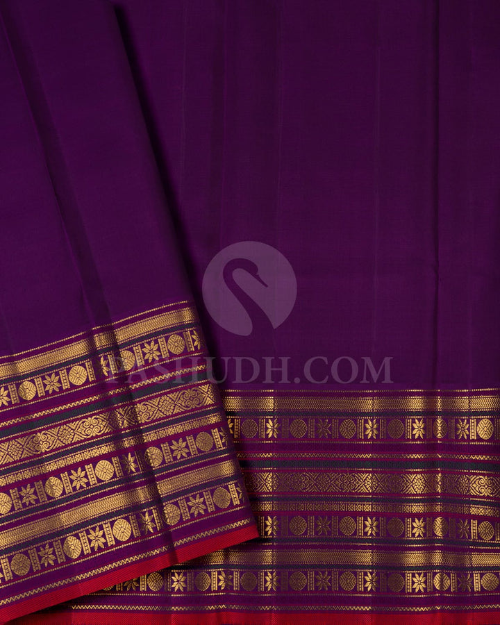 Dark Green With Royal Purple Kanjivaram Silk Saree-S1062(N)