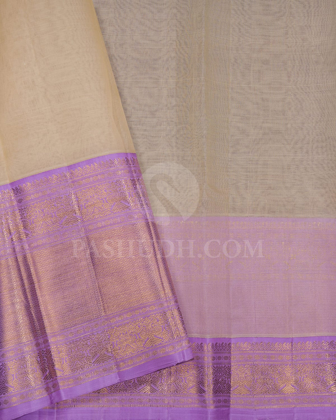 Half White And Lavender Kanjivaram Silk Saree-SP401