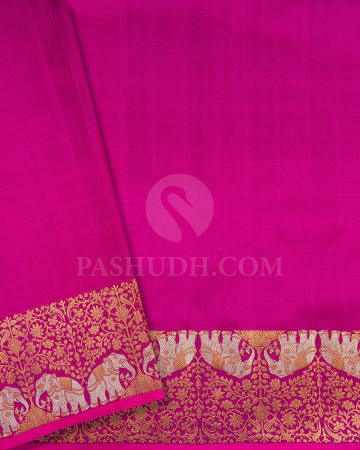 Gold And Rani Pink Kanjivaram Silk Saree-S1713(A)