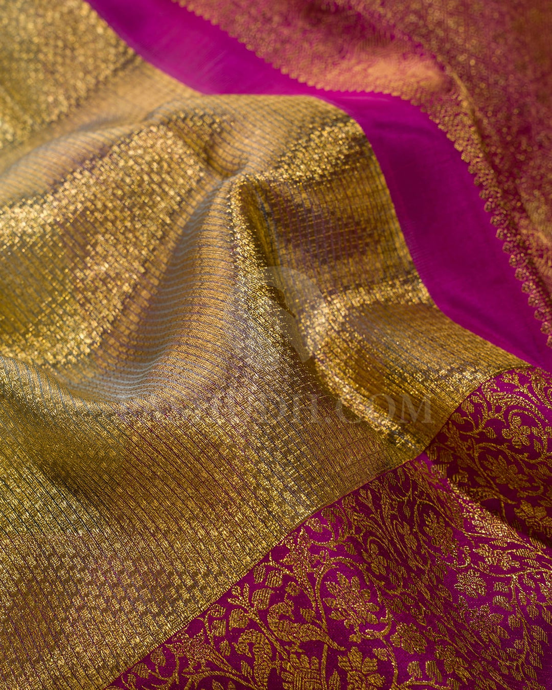 Gold And Rani Pink Kanjivaram Silk Saree-S1713(A)