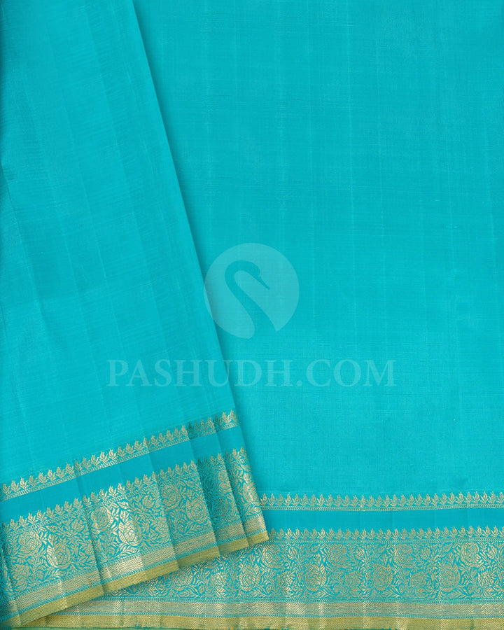 Mango Yellow With Sky Blue Kanjivaram Silk Saree-S1730(A)