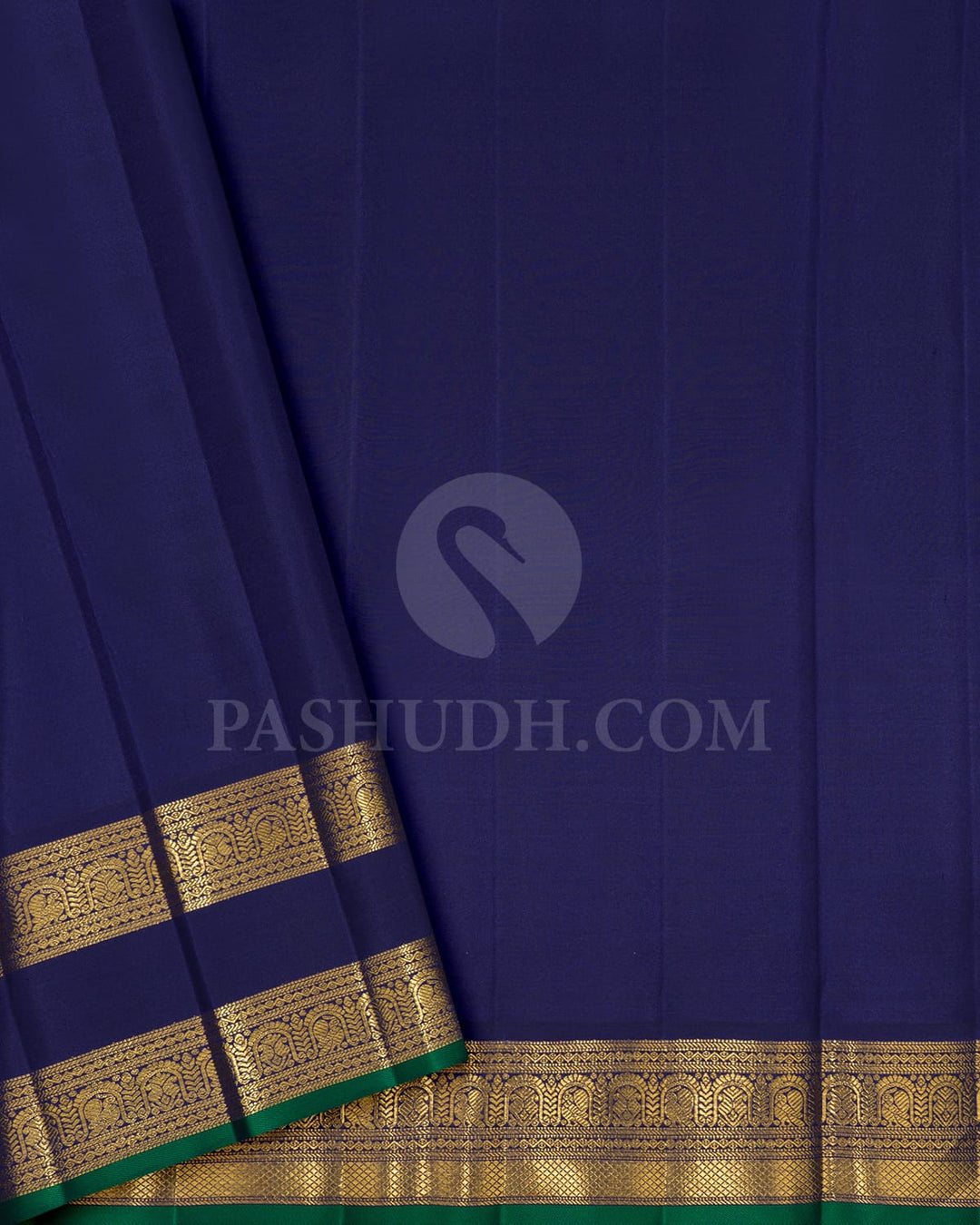 Peach With Navy Blue Kanjivaram Silk Saree-S1673(C)
