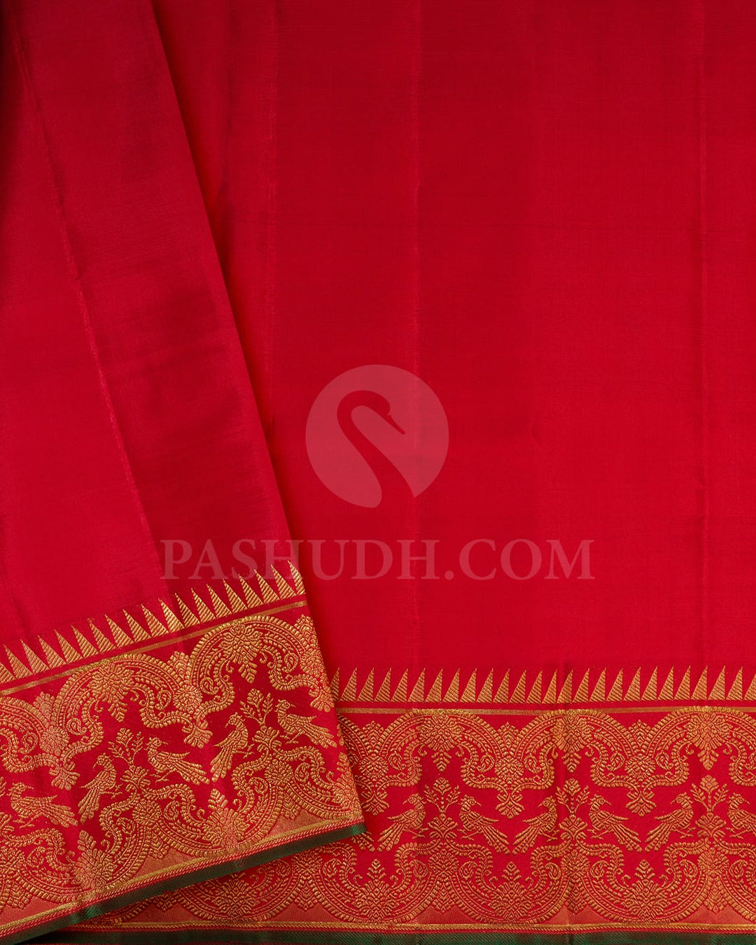 Cream With Red Kanjivaram Silk Saree-S1680(B)