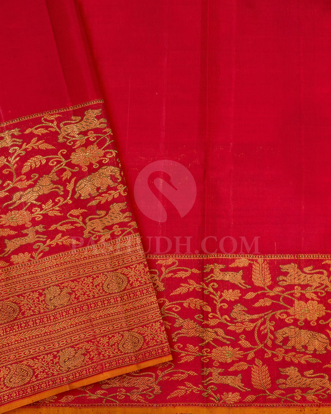 Parrot Green With Red Vanasingaram Kanjivaram Silk Saree-S1665(C)
