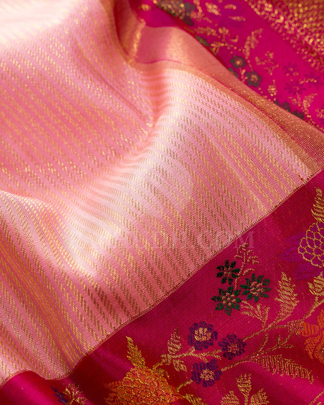 Candy Pink With Rani Pink Kanjivaram Silk Saree-S1692(B)