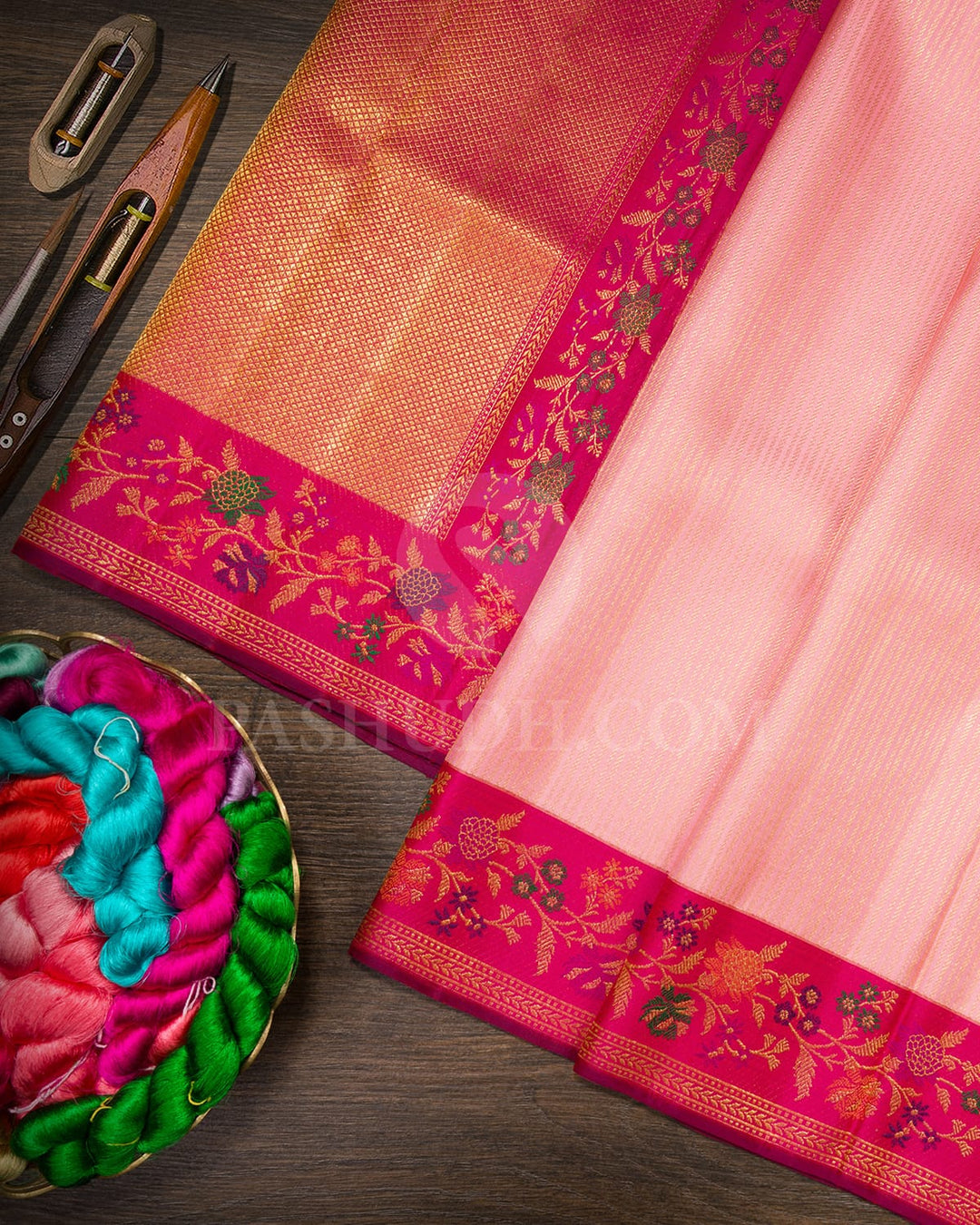 Candy Pink With Rani Pink Kanjivaram Silk Saree-S1692(B)
