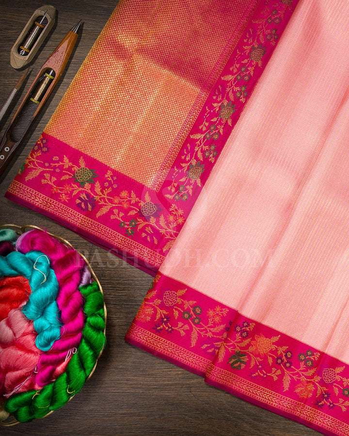 Candy Pink With Rani Pink Kanjivaram Silk Saree-S1692(B)