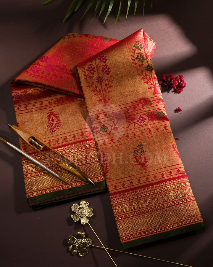 Bright Red Bridal Tissue Kanjivaram Silk Saree-S1738(A)