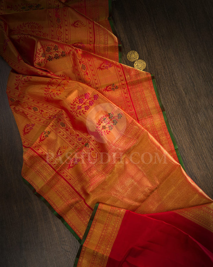 Bright Red Bridal Tissue Kanjivaram Silk Saree-S1738(A)
