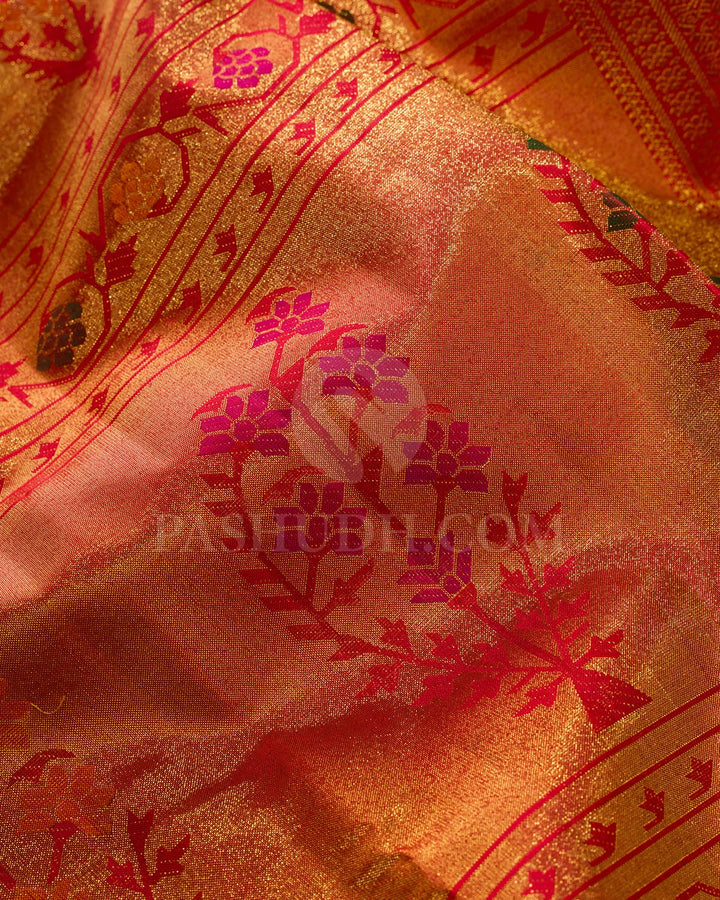 Bright Red Bridal Tissue Kanjivaram Silk Saree-S1738(A)