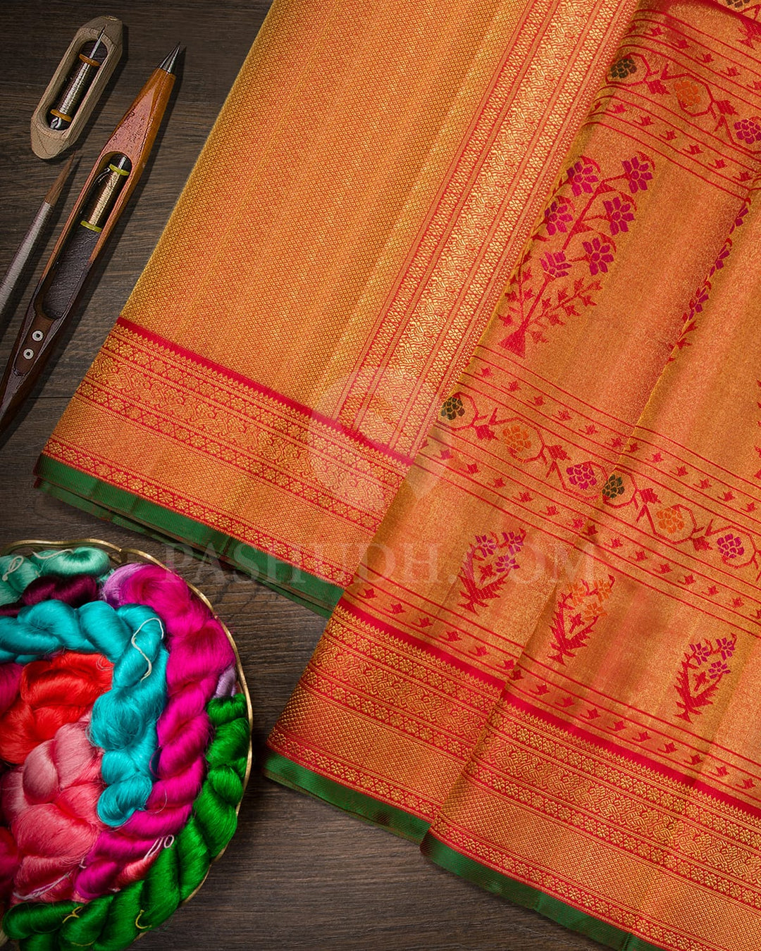 Bright Red Bridal Tissue Kanjivaram Silk Saree-S1738(A)